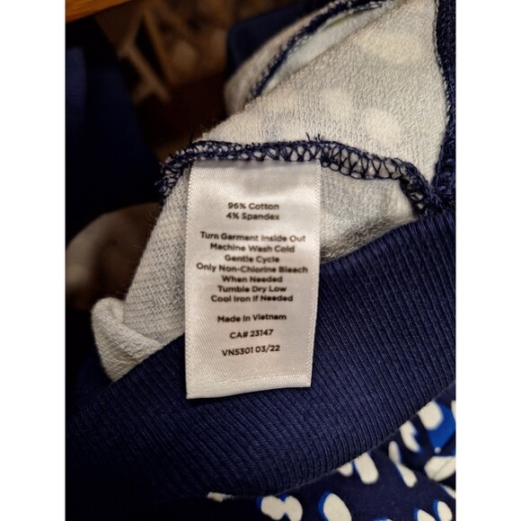 T by Talbots Sweatshirt LP Blue Yellow Geometric Zip Pocket Comfort Casual‎ - Picture 9 of 9